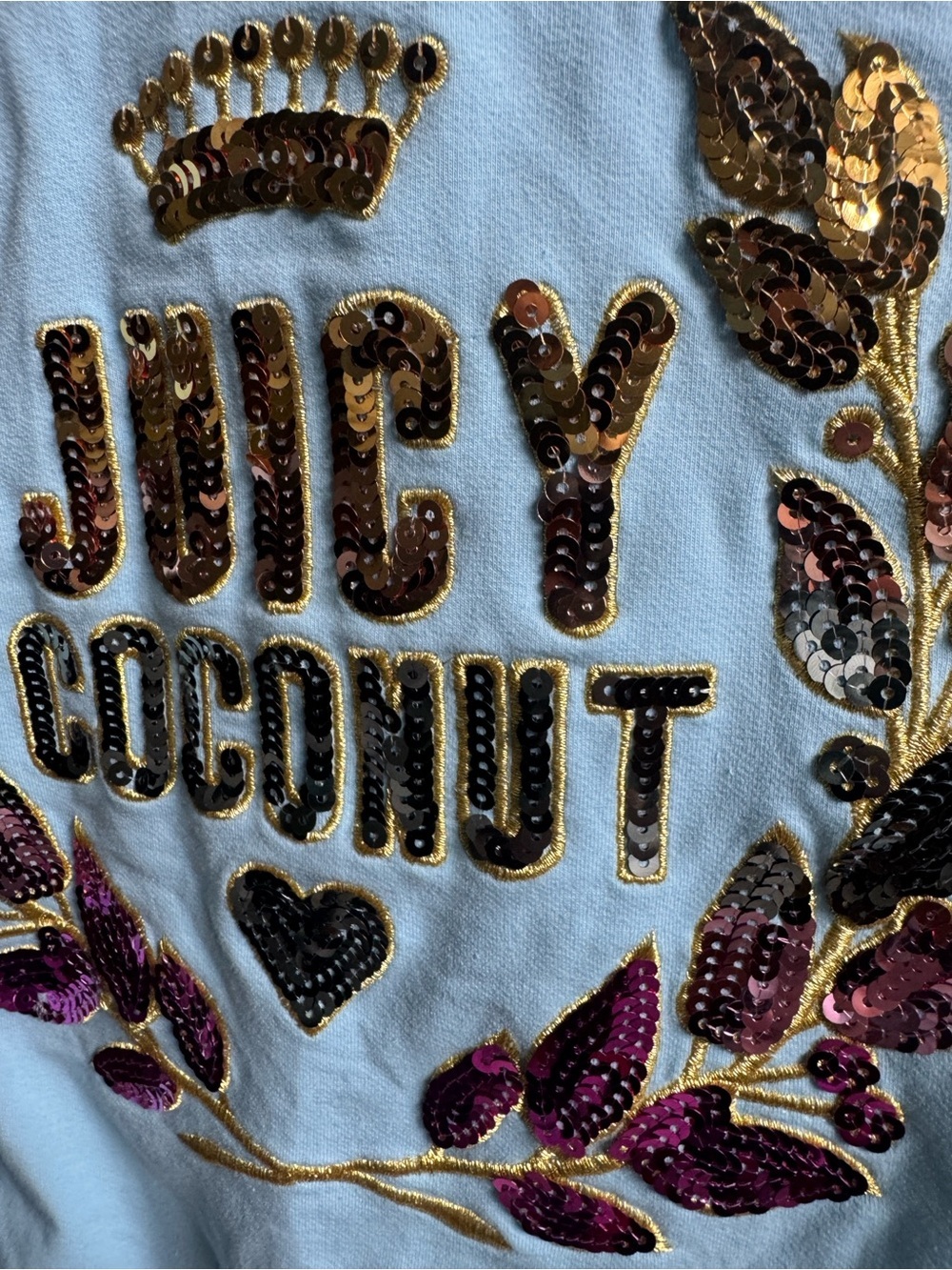 Y2K Juicy Coconut Pastel Blue Zip Up Jacket Sequin Rhinestone Crop Small - Picture 6 of 6